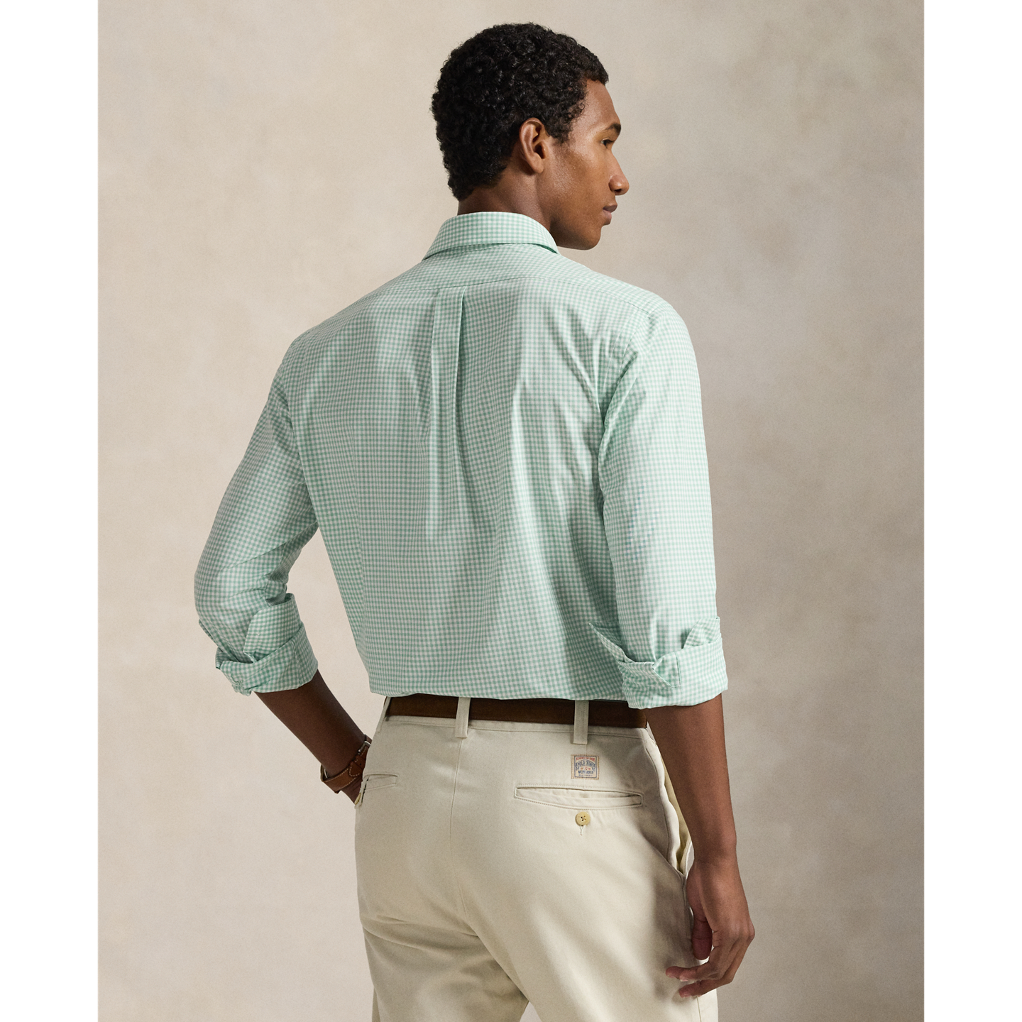 Рубашка Ralph Lauren Classic Fit Gingham Stretch Poplin, цвет: Зелёный белый — фото 2