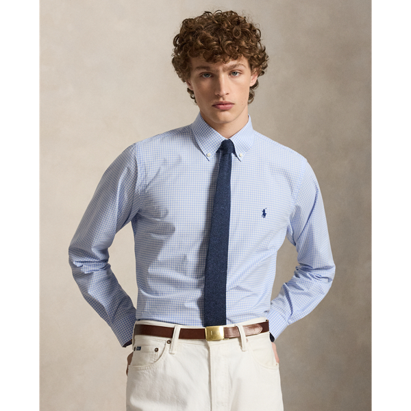 Classic Fit Gingham Stretch Poplin Shirt