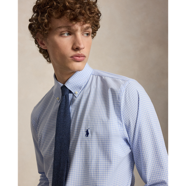 Classic Fit Gingham Stretch Poplin Shirt