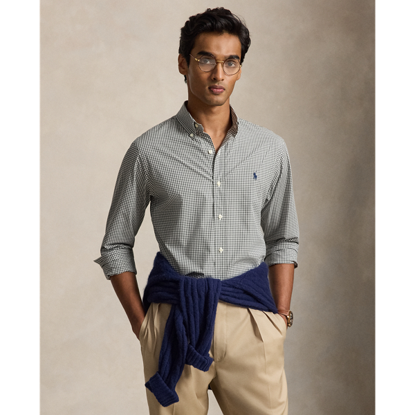 Classic Fit Gingham Stretch Poplin Shirt