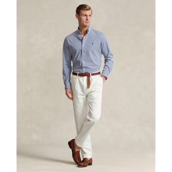 Navy/white Classic Fit Striped Stretch Poplin Shirt Polo Ralph Lauren 4