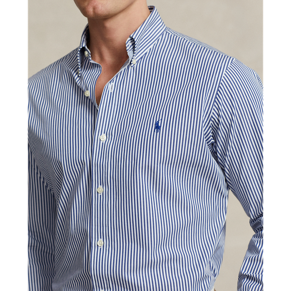 Navy/white Classic Fit Striped Stretch Poplin Shirt Polo Ralph Lauren 6