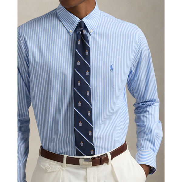 Slim Fit Striped Stretch Poplin Shirt