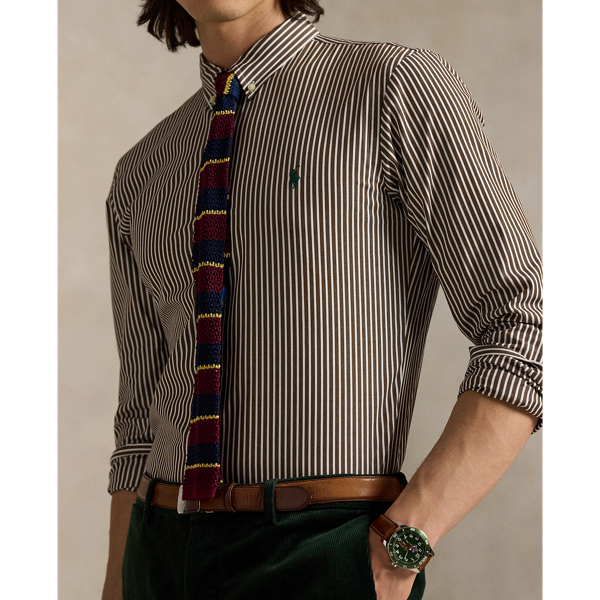 Slim Fit Striped Stretch Poplin Shirt