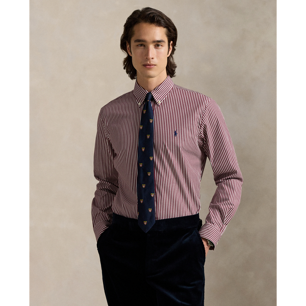 Slim Fit Striped Stretch Poplin Shirt