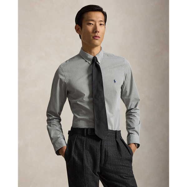 Gestreiftes Slim-Fit Hemd aus Popeline