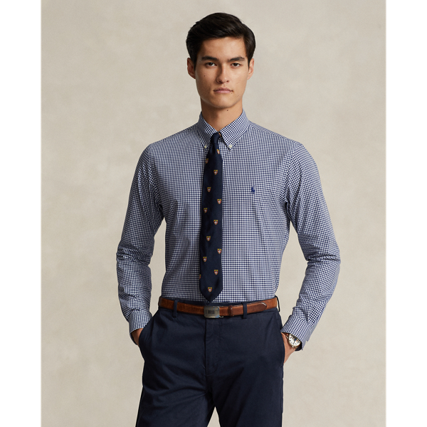 Slim Fit Gingham Stretch Poplin Shirt