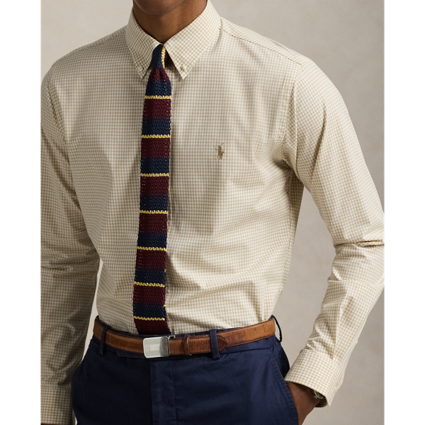 Slim Fit Gingham Stretch Poplin Shirt