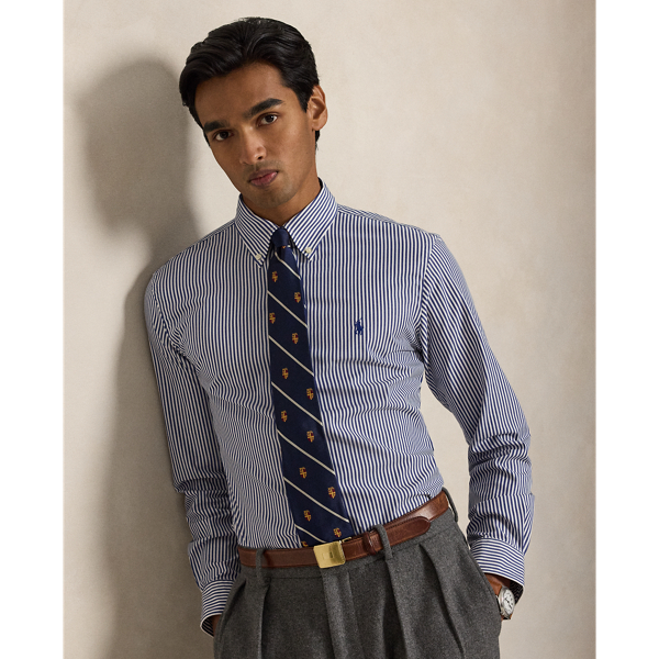 Custom Fit Striped Stretch Poplin Shirt