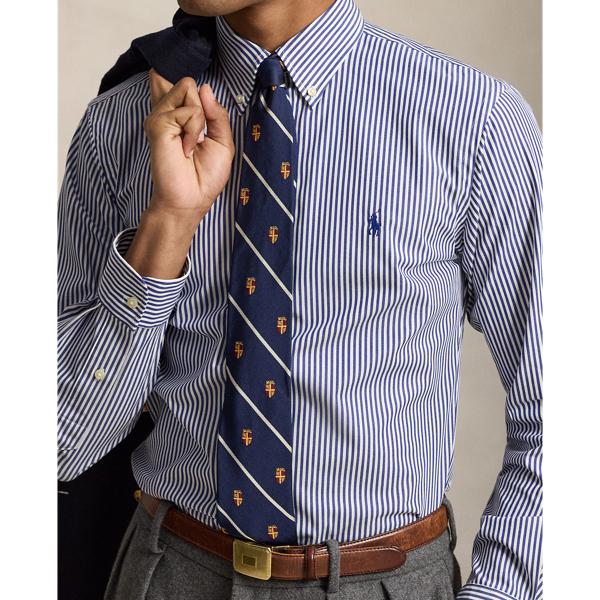 Custom Fit Striped Stretch Poplin Shirt