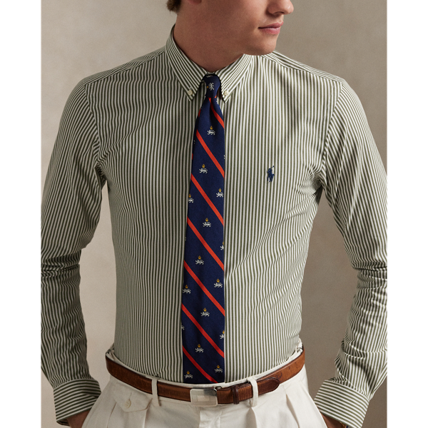 Custom Fit Striped Stretch Poplin Shirt