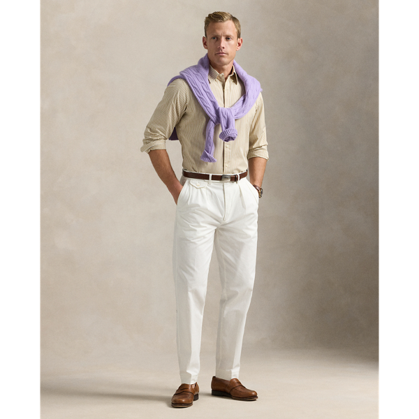 Gestreiftes Custom-Fit Hemd aus Popeline Polo Ralph Lauren in K&uuml;stenbeige/Wei&szlig; 4