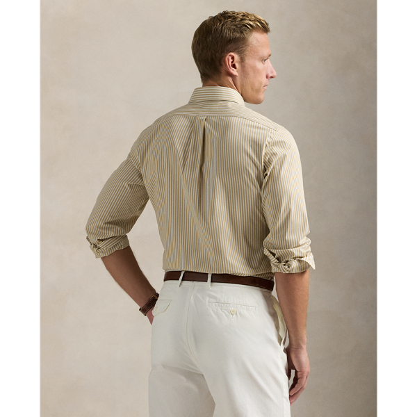 Gestreiftes Custom-Fit Hemd aus Popeline Polo Ralph Lauren in K&uuml;stenbeige/Wei&szlig; 5