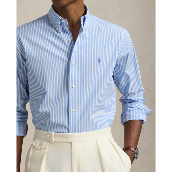Custom Fit Striped Stretch Poplin Shirt