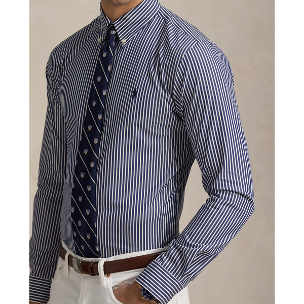 Custom Fit Striped Stretch Poplin Shirt