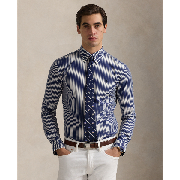 Custom Fit Striped Stretch Poplin Shirt