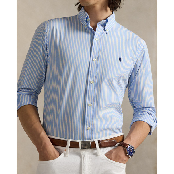 Custom Fit Striped Stretch Poplin Shirt