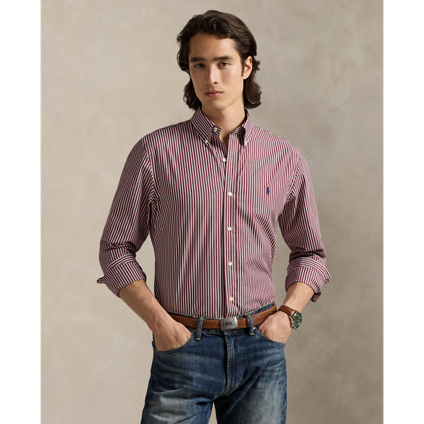 Custom Fit Striped Stretch Poplin Shirt