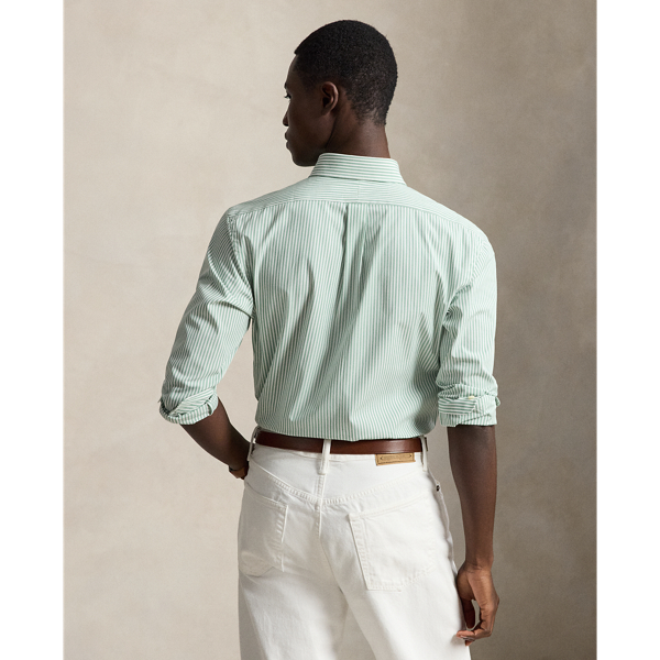 Faded Mint/White Custom Fit Striped Stretch Poplin Shirt Polo Ralph Lauren 5