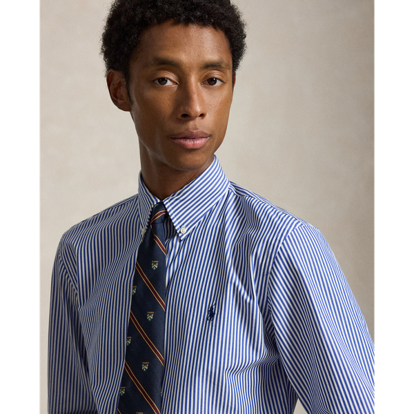 Custom Fit Striped Stretch Poplin Shirt