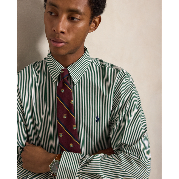 Custom Fit Striped Stretch Poplin Shirt