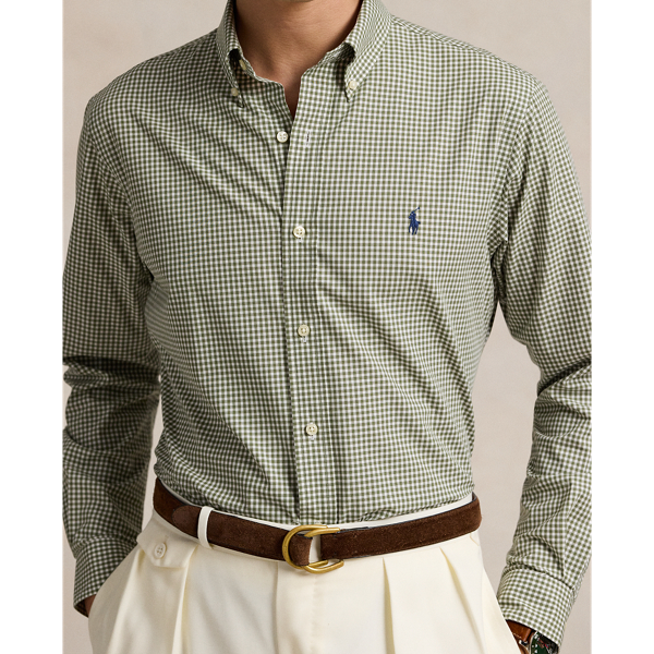Custom Fit Gingham Stretch Poplin Shirt