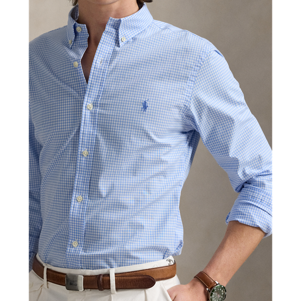 Custom Fit Gingham Stretch Poplin Shirt