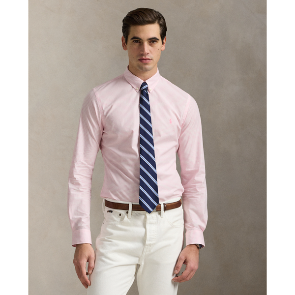 Custom Fit Gingham Stretch Poplin Shirt