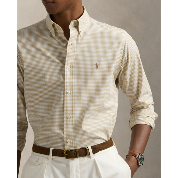 Custom Fit Gingham Stretch Poplin Shirt