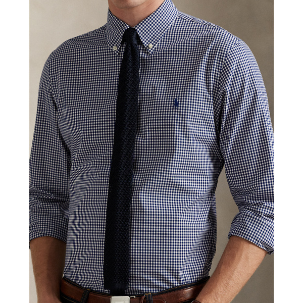 Custom Fit Gingham Stretch Poplin Shirt