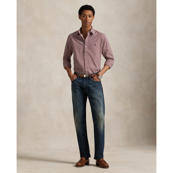 Custom Fit Gingham Stretch Poplin Shirt