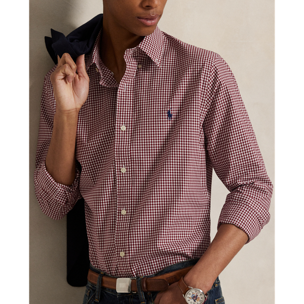 Custom Fit Gingham Stretch Poplin Shirt