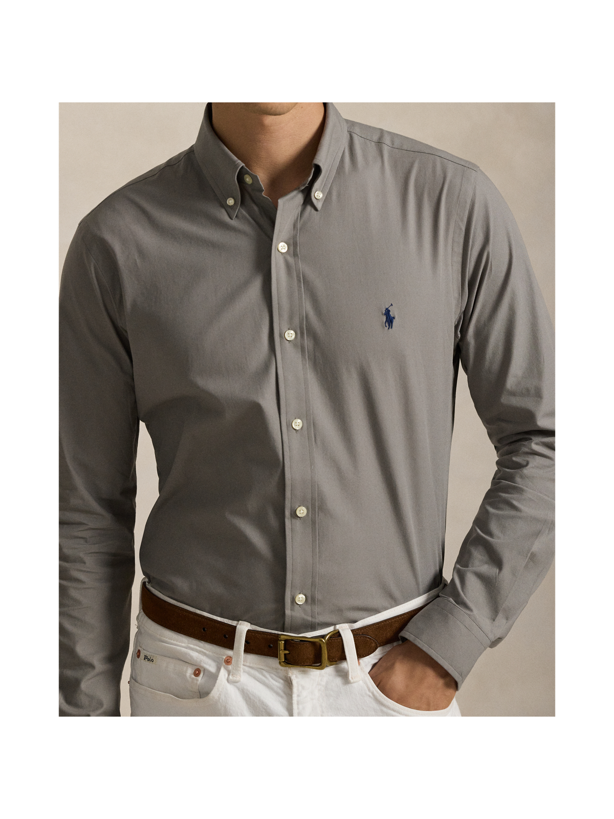 Мужские рубашки Ralph Lauren Slim Fit Stretch Poplin Shirt — фото 3