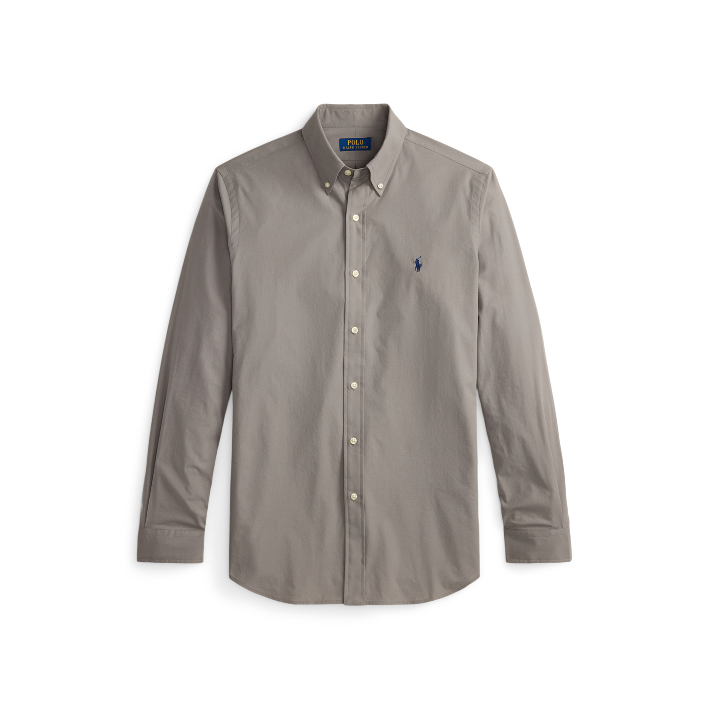 Мужская рубашка Ralph Lauren Slim Fit Stretch Poplin, цвет: Серый — фото 5