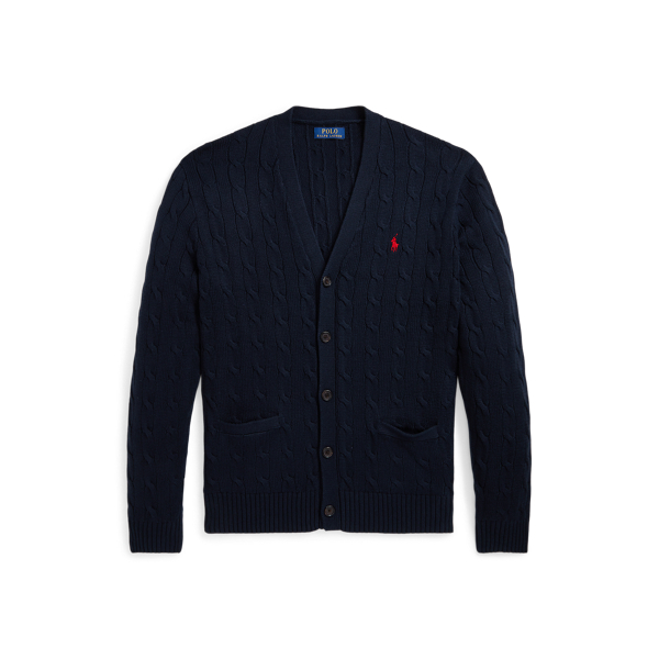 Cable-Knit Cotton V-Neck Cardigan