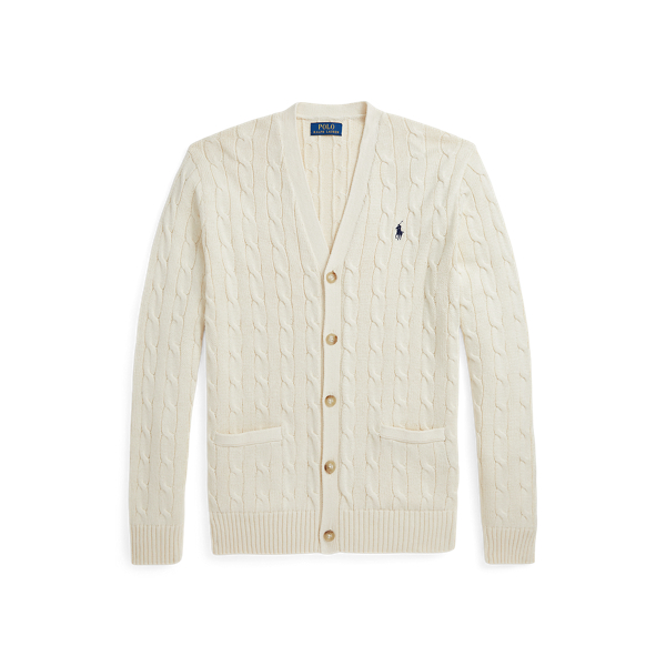 Kabelgebreid katoenen vest met V-hals Polo Ralph Lauren in 1