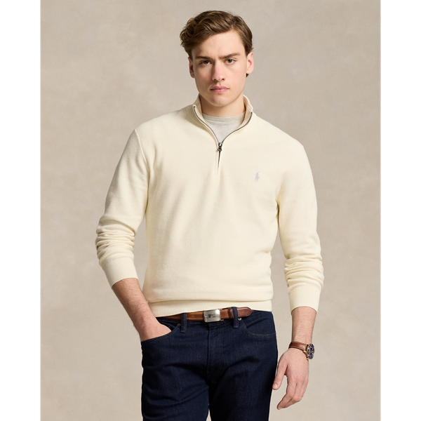 Men s White Quarter Zip Sweaters Ralph Lauren