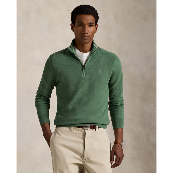 Mesh-Knit Cotton Quarter-Zip Sweater | Ralph Lauren