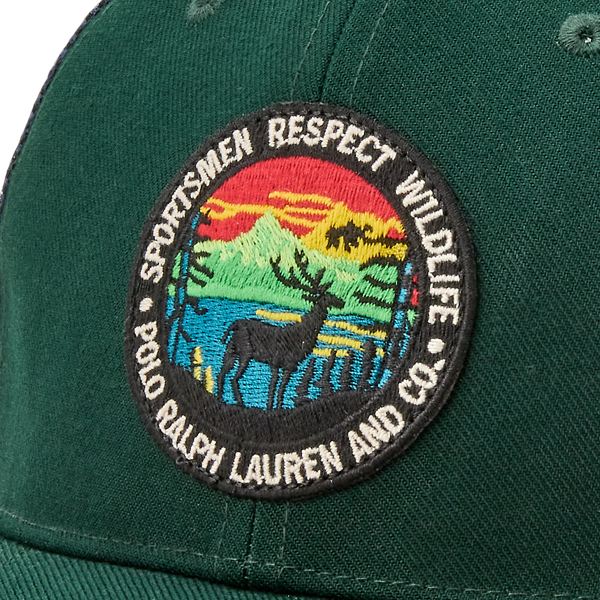 College Green/Navy Logo-Patch Twill Trucker Cap Polo Ralph Lauren 3