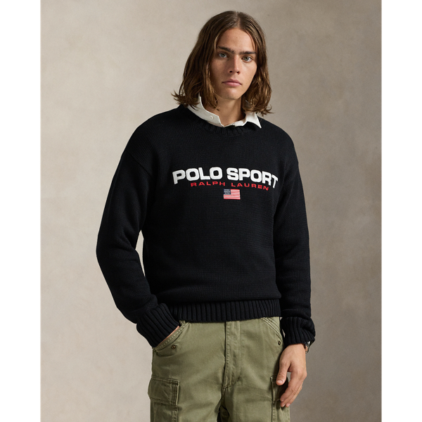 Polo Sport Ralph Lauren ブラックセーター 100 ビッグ フィット Polo Sport コットン セーター | ラルフ