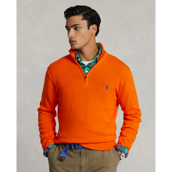 Cotton Quarter Zip Jumper for Men Ralph Lauren UK