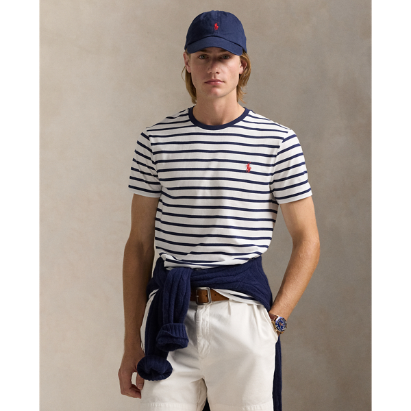 Custom Slim Fit Striped Jersey T-Shirt