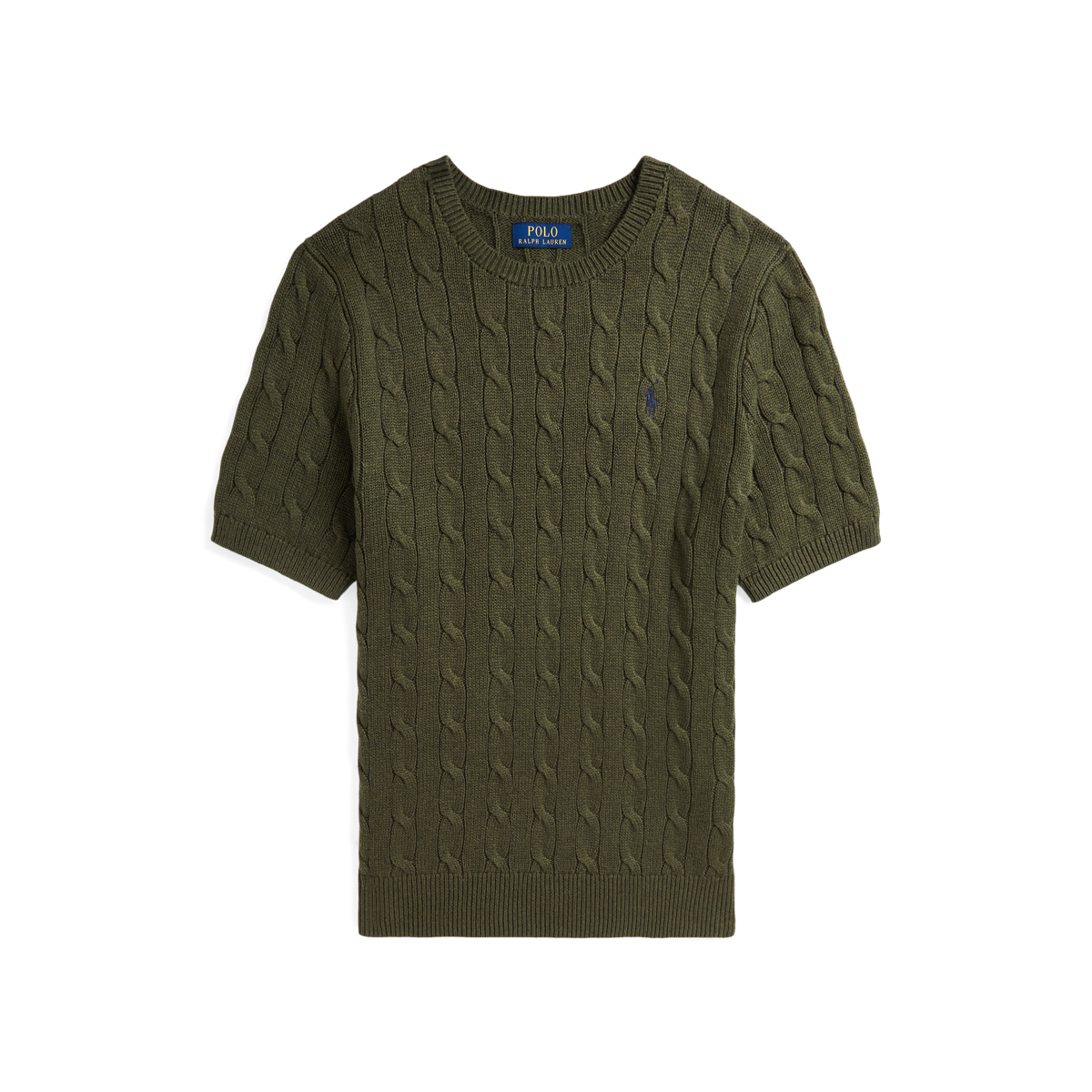 POLO RALPH LAUREN 半袖ケーブルニットコットン ブラウン M T