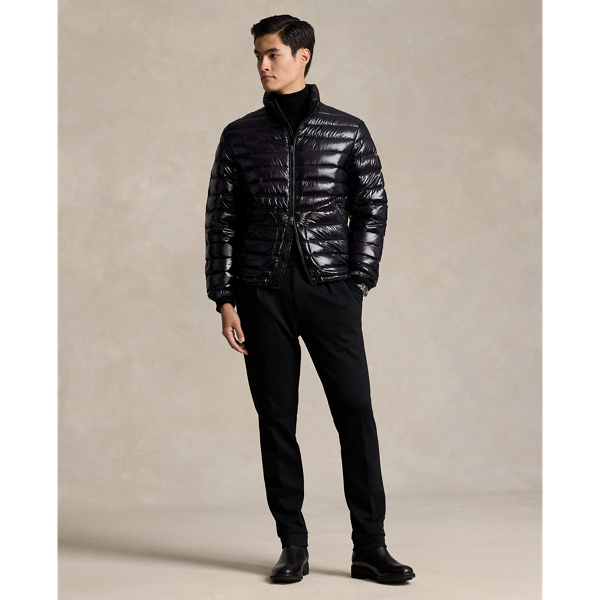 Black glossy puffer jacket mens on sale