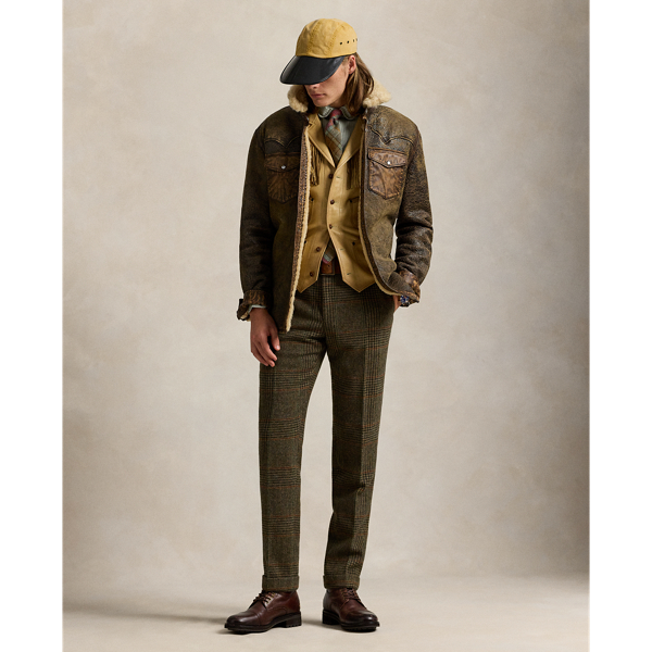 Brown Earth Leather-Trim Shearling Western Jacket Polo Ralph Lauren 4
