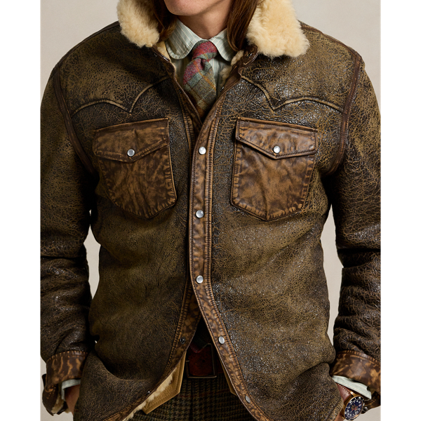 Mens western shearling coat best sale