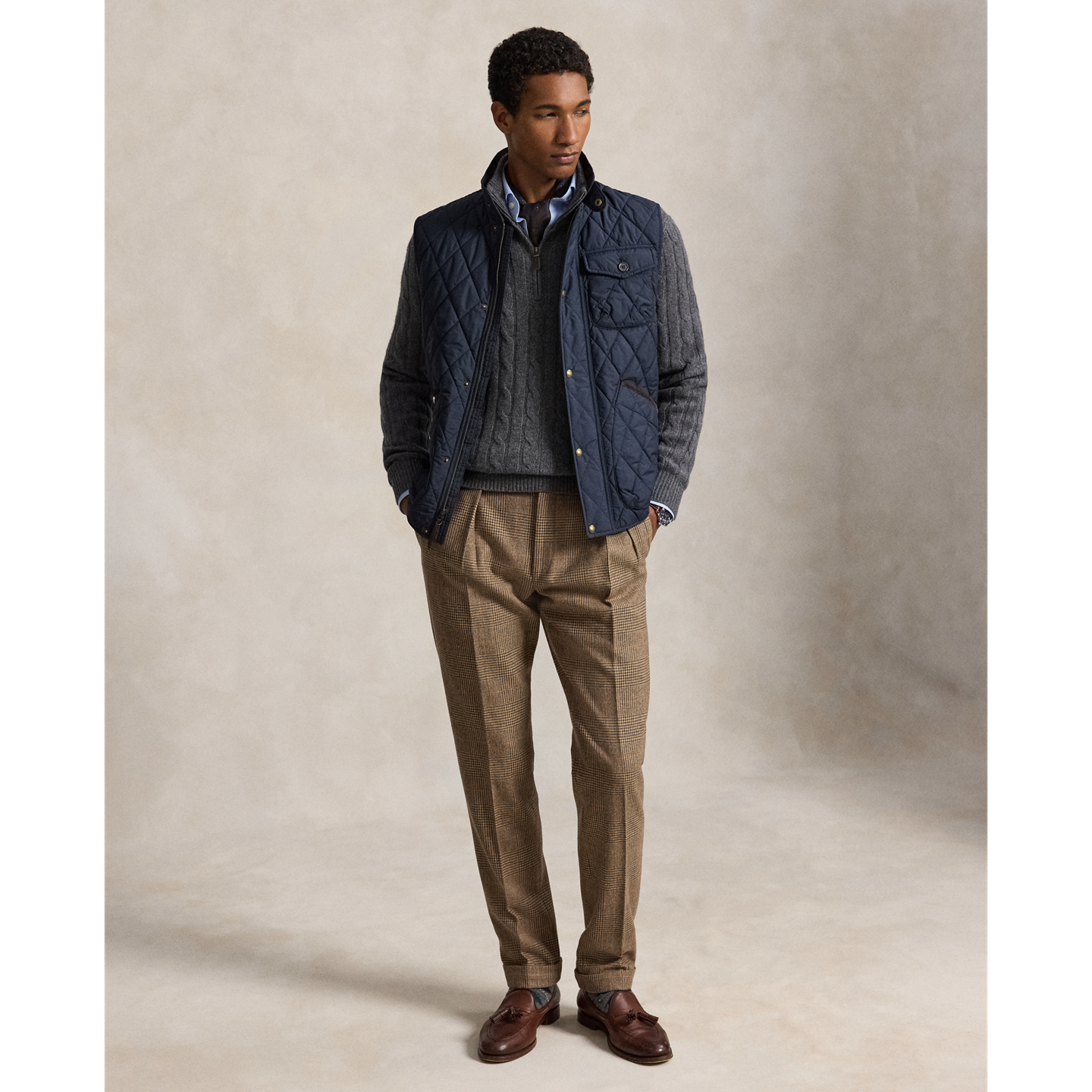Мужской жилет Ralph Lauren The Beaton Quilted Utility, цвет: Тёмно-синий — фото 1