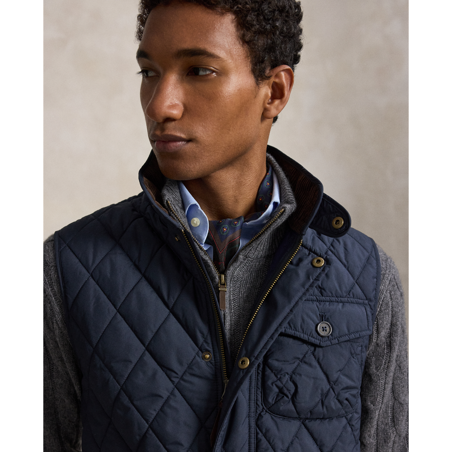 Мужской жилет Ralph Lauren The Beaton Quilted Utility, цвет: Тёмно-синий — фото 3