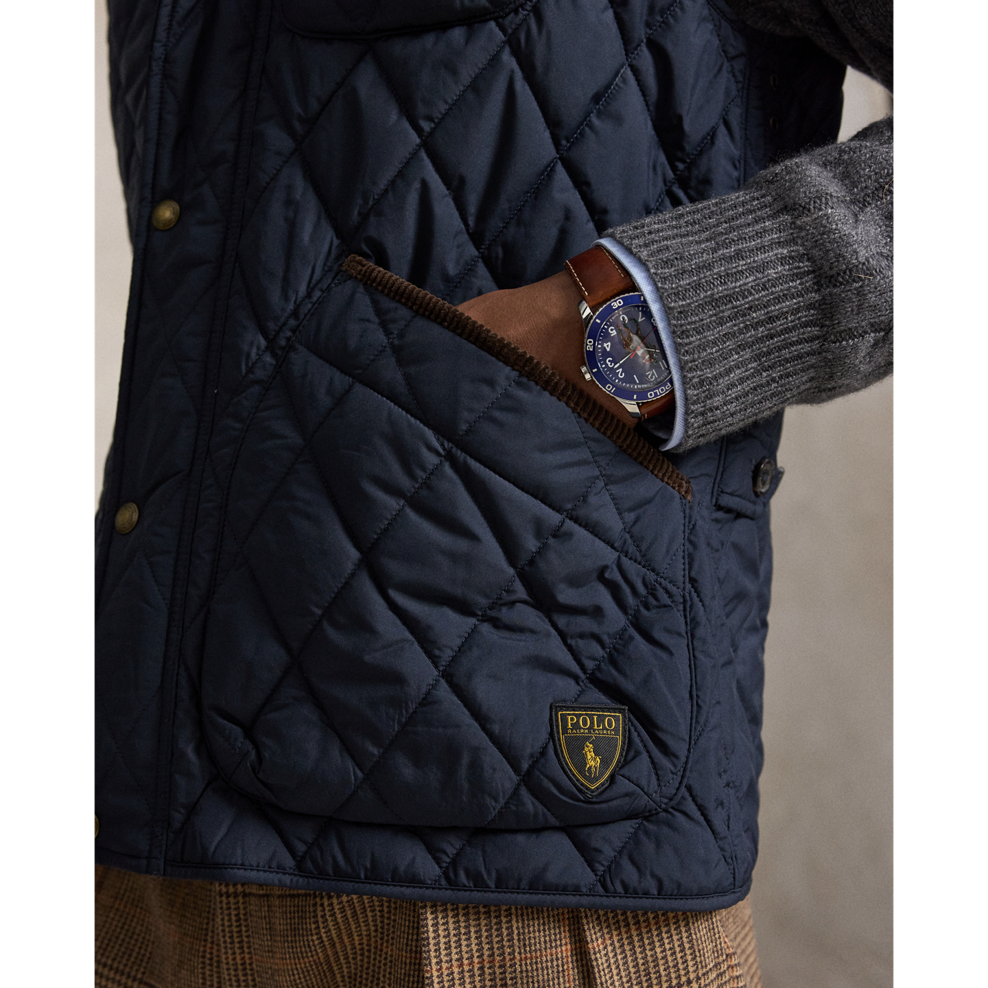 Мужской жилет Ralph Lauren The Beaton Quilted Utility, цвет: Тёмно-синий — фото 4