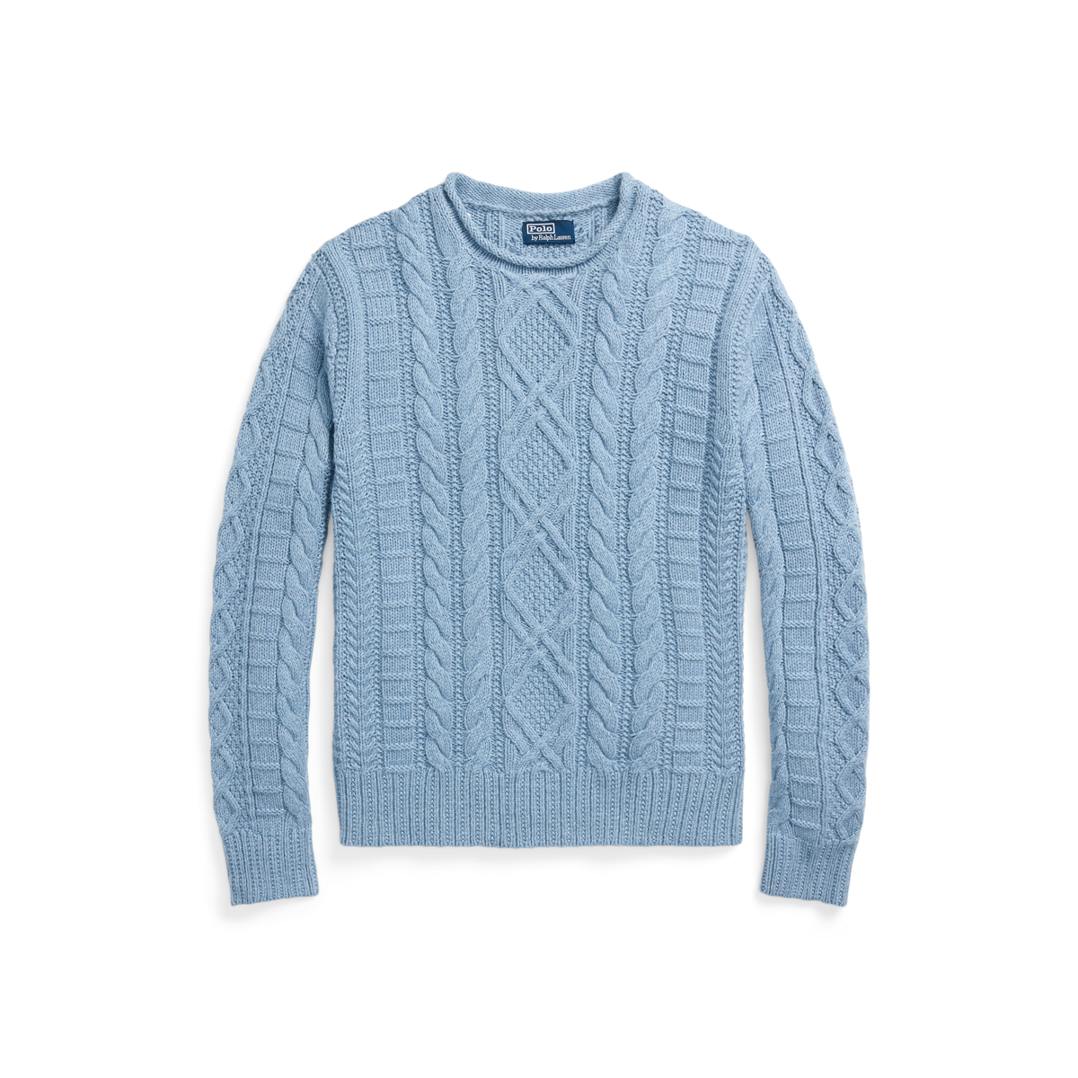 Criquet top Fisherman Cable Sweater Large Blue Alpaca Blend